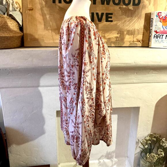 Mes Demoiselles Paris Silk Peasant Blouse – Bohemian Balloon Sleeve Top, Size T2 - Picture 8 of 8